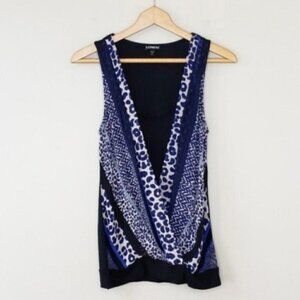 Express | Faux Wrap Mixed Print Tank Top Size Small